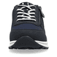 Blaue Rieker Damen Sneaker Low N1411-14 mit Reißverschluss sowie geprägtem Logo. Schuh von vorne.
