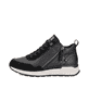 Schwarze Rieker Damen Sneaker High W0661-00 mit griffiger und leichter Sohle. Schuh Außenseite.