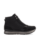 Mitternachtsschwarze remonte Damen Sneaker D1370-01 mit Schnürung und Reißverschluss. Schuh Innenseite