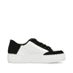 Weiße Rieker Damen Sneaker Low N4903-80 mit einem Reißverschluss. Schuh Innenseite.