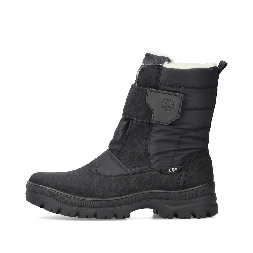 
Tiefschwarze Rieker Herren Kurzstiefel F5484-00 mit Reißverschluss sowie Flip-Grip. Schuh Außenseite