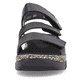 Schwarze Rieker Damen Riemchensandalen V2301-00 mit einem Klettverschluss. Schuh von vorne.