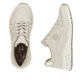 Hellbeige Rieker Damen Sneaker Low M4903-60 mit Schnürung sowie geprägtem Logo. Schuh von oben, liegend.