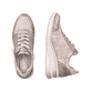 
Vanillefarbene remonte Damen Sneaker D2401-60 mit einer flexiblen Sohle mit Keilabsatz. Schuhpaar von oben.