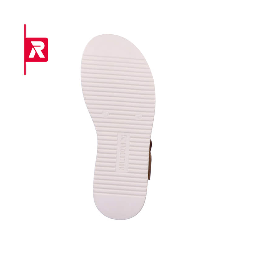 Haselnussbraune Rieker EVOLUTION Damen Sandalen W0800-60 mit einer sehr leichten Sohle. Schuh Laufsohle.