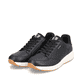Schwarze Rieker Herren Sneaker Low 07006-00 mit flexibler Sohle. Schuhpaar seitlich schräg.