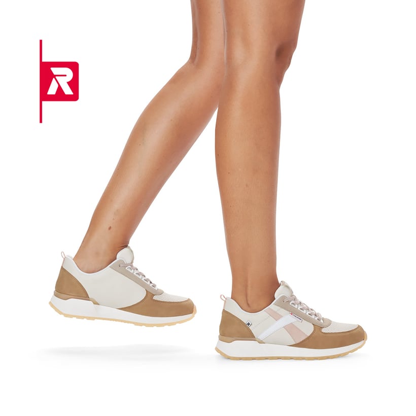 Rieker EVOLUTION Damen Sneaker clay-beige cinnamon white