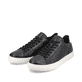 Schwarze Rieker Herren Sneaker Low U0700-01 mit TR-Sohle mit weichem EVA-Inlet. Schuhpaar seitlich schräg.