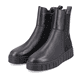 Schwarze Rieker Damen Chelsea Boots W1062-00 mit TR-Sohle mit leichtem EVA-Inlet. Schuhpaar seitlich schräg.