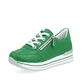 Grüne remonte Damen Sneaker D1302-52 mit Reißverschluss sowie Komfortweite G. Schuh seitlich schräg.