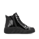 Schwarze Rieker Damen Sneaker High W0561-01 mit einer ultraleichten Plateausohle. Schuh Innenseite.