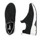 Schwarze Rieker Damen Slipper 48157-00 mit Gummischnürung sowie Komfortweite G. Schuh von oben, liegend.