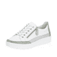 Reinweiße remonte Damen Sneaker D5826-80 mit einem Reißverschluss. Schuh seitlich schräg.