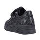 Schwarze Rieker Damen Schnürschuhe N3302-90 mit einem Reißverschluss. Schuh von hinten.
