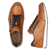 Nussbraune Rieker Herren Sneaker Low 11903-24 mit einem Reißverschluss. Schuh von oben, liegend.