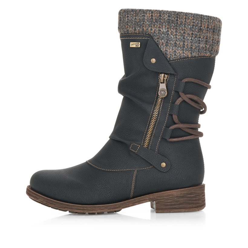 remonte Damen Hochschaftstiefel tiefschwarz-grau