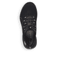 Schwarze Rieker Damen Slipper M5070-00 mit ultra leichter und flexibler Sohle. Schuh von oben.
