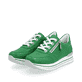 Grüne remonte Damen Sneaker D1302-52 mit Reißverschluss sowie Komfortweite G. Schuhpaar seitlich schräg.