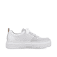 Weiße Rieker Damen Sneaker Low M1905-80 mit Reißverschluss sowie geprägtem Logo. Schuh Innenseite.