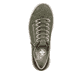 Grüne Rieker Damen Sneaker Low M1952-52 mit Reißverschluss sowie geprägtem Logo. Schuh von oben.