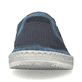 Blaue Rieker Herren Slipper B5264-14 mit Elastikeinsatz sowie verwaschenem Look. Schuh von vorne.