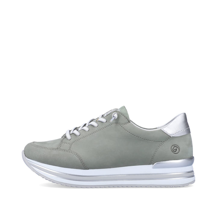 
Mintgrüne remonte Damen Sneaker D1319-52 mit einer besonders leichten Plateausohle. Schuh Außenseite