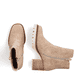 
Sandbeige Rieker Damen Stiefeletten Y9060-60 mit einer Profilsohle mit Blockabsatz. Schuhpaar von oben.