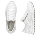 Weiße Rieker Damen Sneaker Low N1403-80 mit Reißverschluss sowie Extraweite H. Schuh von oben, liegend.