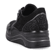 
Nachtschwarze remonte Damen Sneaker D0T01-01 mit Schnürung und Reißverschluss. Schuh von hinten