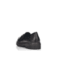 Graphitschwarze Rieker Damen Loafer 54862-01 mit einem Elastikeinsatz. Schuh von hinten.