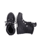 
Tiefschwarze Rieker Damen Schnürstiefel X9034-00 mit Schnürung sowie einer Profilsohle. Schuhpaar von oben.