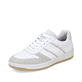 Weiße Rieker Damen Sneaker Low M5509-80 mit strapazierfähiger Sohle. Schuh seitlich schräg.