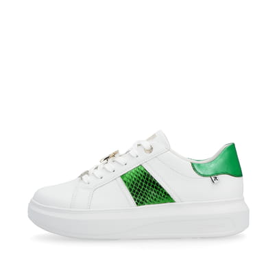 Rieker Damen Sneaker Low crystal white metallic-green