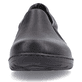 Schwarze Rieker Damen Slipper 48964-00 mit Elastikeinsatz sowie der Extraweite H. Schuh von vorne.