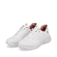 Weiße Rieker Damen Sneaker Low W0402-80 mit ultra leichter und flexibler Sohle. Schuhpaar seitlich schräg.