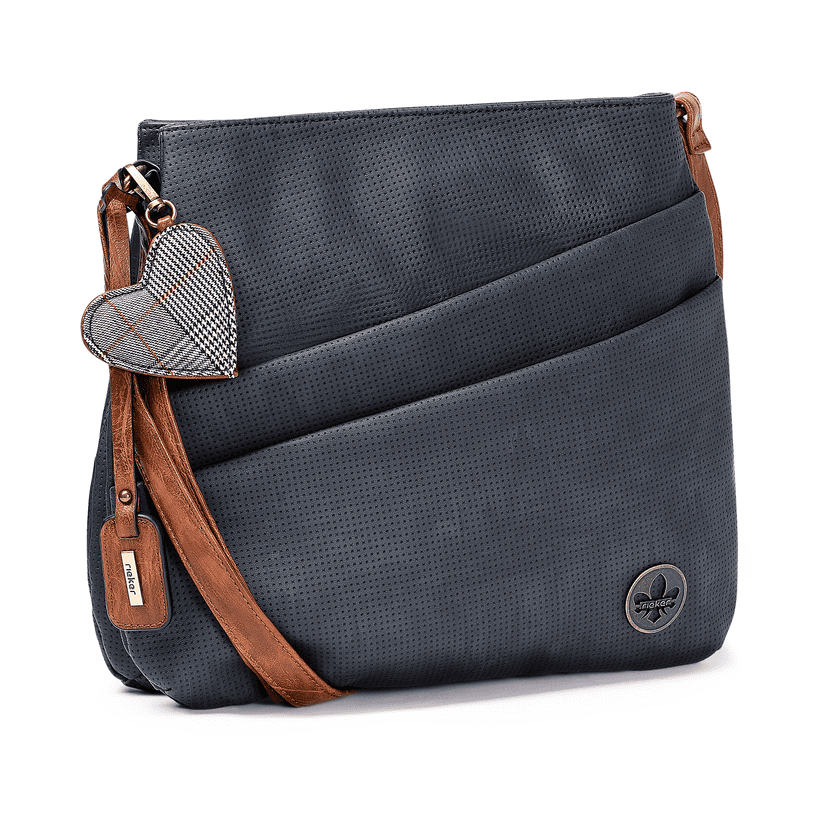Rieker Damen Handtasche H1005-14 in Pazifikblau aus Kunstleder mit Reißverschluss. Handtasche linksseitig.