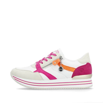 remonte Damen Sneaker blütenweiß-fuchsia-orange