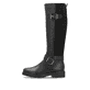 Nachtschwarze remonte Hochschaftstiefel R6593-00 mit Zierschnallen. Schuh Außenseite.