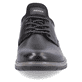 
Tiefschwarze Rieker Herren Slipper 14454-01 mit Elastikeinsatz sowie einer Profilsohle. Schuh von vorne.