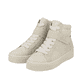 Beige Rieker Damen Sneaker High W0760-40 mit abriebfester Plateausohle. Schuhpaar seitlich schräg.