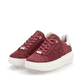 Rote Rieker Damen Sneaker Low W1204-35 mit einer ultraleichten Plateausohle. Schuhpaar seitlich schräg.