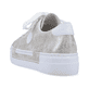 Metallische Rieker Damen Sneaker Low N49W1-90 mit Schnürung sowie geprägtem Logo. Schuh von hinten.