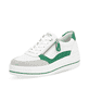 Weiße remonte Damen Sneaker D1C00-80 mit Reißverschluss sowie der Komfortweite G. Schuh seitlich schräg.