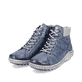 
Azurblaue remonte Damen Schnürschuhe R8276-14 mit Schnürung und Reißverschluss. Schuhpaar schräg.
