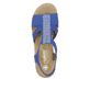 Blaue Rieker Keilsandaletten V0209-14 mit Elastikeinsatz sowie Schmuckelementen. Schuh von oben.