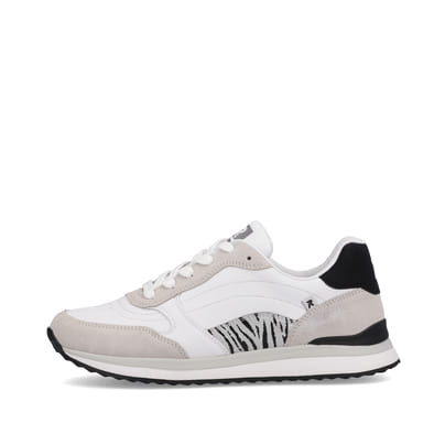 Rieker Damen Sneaker Low swan-white arctic-grey zebra