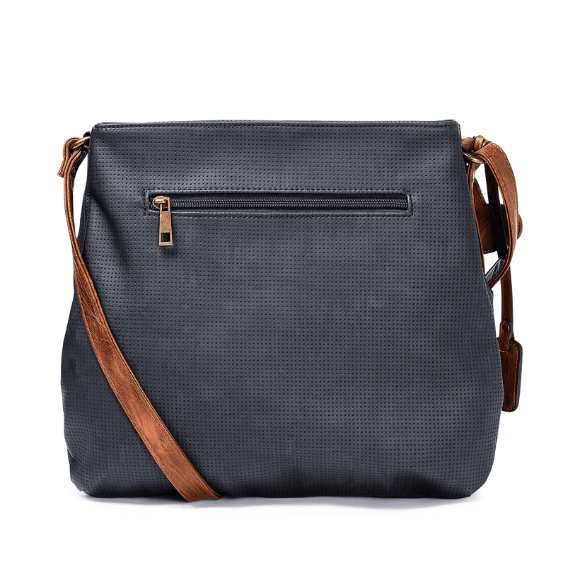 Rieker Damen Handtasche H1005-14 in Pazifikblau aus Kunstleder mit Reißverschluss. Handtasche Rückseite.