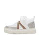 Weiße Rieker Damen Sneaker High M1935-80 mit einer flexiblen Plateausohle. Schuh Außenseite.