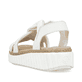 Weiße Rieker Keilsandaletten 63261-80 mit Elastikeinsatz sowie der Extraweite H. Schuh von hinten.