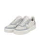 Weiße Rieker Damen Sneaker Low W0701-81 mit abriebfester Plateausohle. Schuhpaar seitlich schräg.